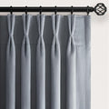 Gray Blue Soft Velvet Pinch Pleat Curtains 90 Inches Long Room Darkening Light by Unknown