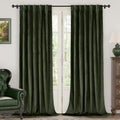 BGment Velvet Curtains for Living Room, Olive Green Blackout Curtains | by BGment
