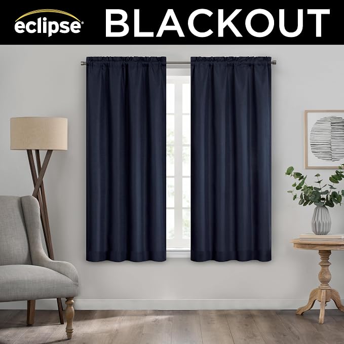 Eclipse Kendall Textured Blackout Rod Pocket Curtain - Image 2