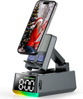 Bluetooth Speaker Birthday Gift for Men:Induction Cell Phone Stand HD Sound Valentines Gifts For Him Her Adult Teen,Anti-Slip Phone Holder Kitchen Gadget Women Mom Wife,Dad Husband Boyfriend(Gray)