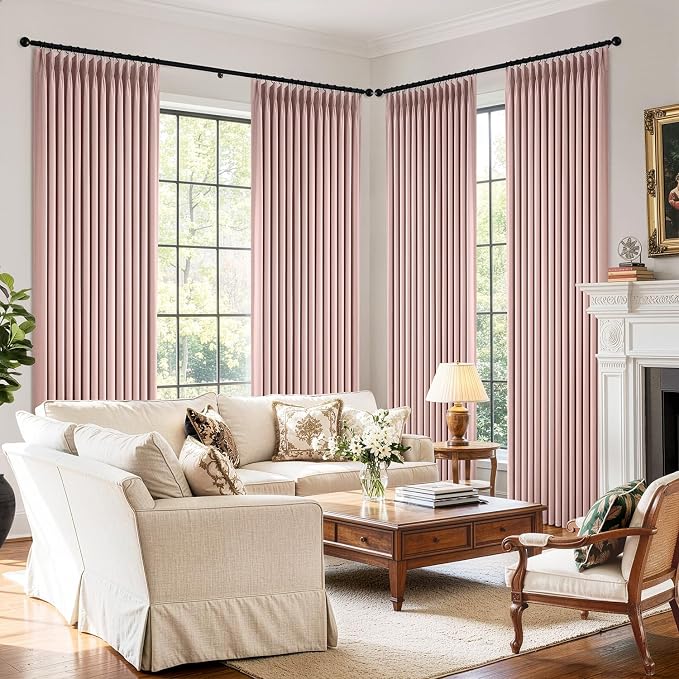 MIULEE Pinch Pleated 100% Blackout Curtains 40"x108" Light Pink 4 Panel Set | - Image 6