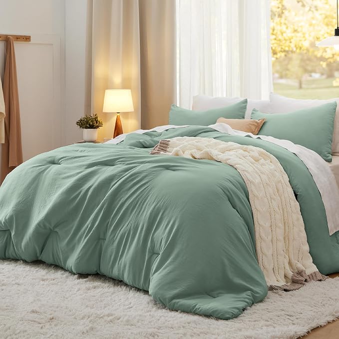 Bedsure California King Comforter Set, Sage Green Soft Prewashed Bedding by Unknown