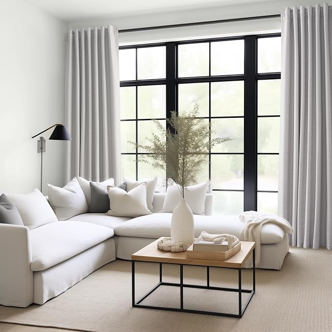 Topfinel 95 Inches Length Custom Blackout Linen Curtains Back Tab Pinch Pleated - Image 5