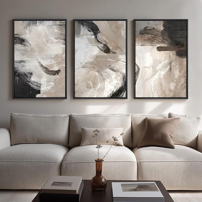 Large Framed Neutral Abstract Wall Art by Cuspin