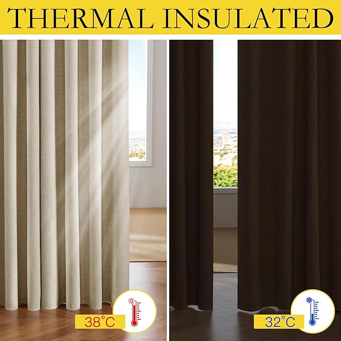 NICETOWN Cream 100% Blackout Short Curtains 63 inches Lenghth Burg - Image 5