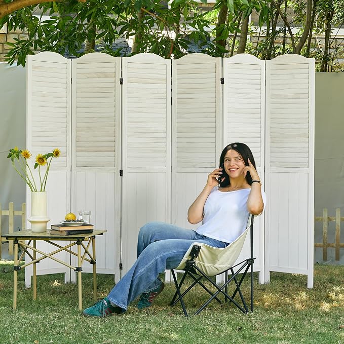 Room Dividers, 5.75Ft Individual Privacy Screens Foldable Wooden Louver & MDF - Image 6