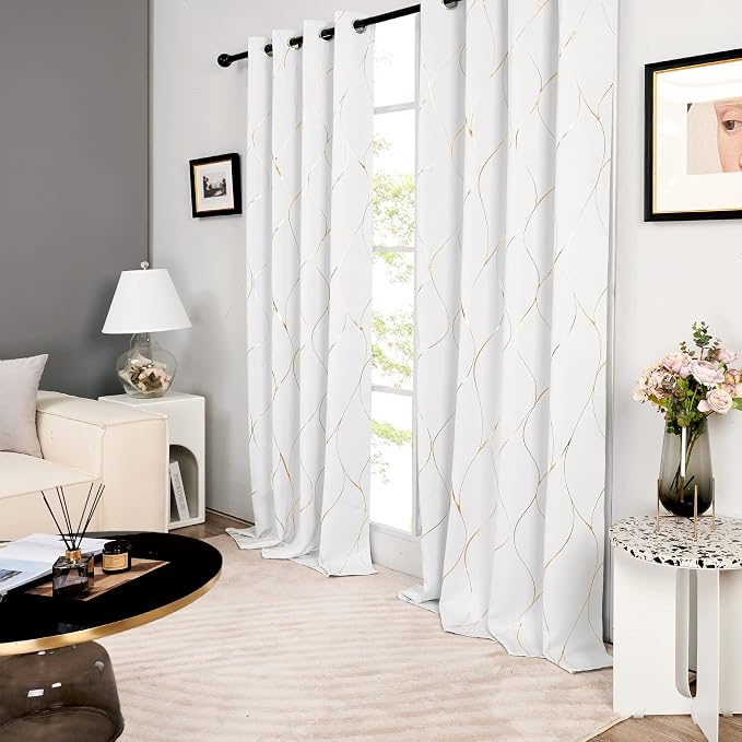 Deconovo Curtains for Living Room, Pattern Blackout Curtains 72 Inches Long | - Image 3