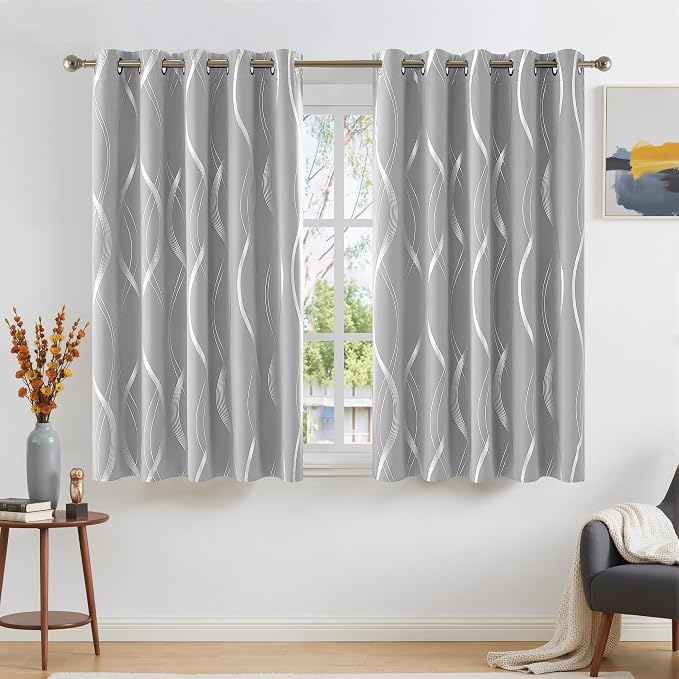NICETOWN Silver Grey Short Blackout Curtain Panels 54 inch Long by NICETOWN