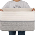 OIAHOMY Blanket Basket Laundry Basket Dog Toy Basket 75L Grey/White | Large by MasterofSpaceOptimization