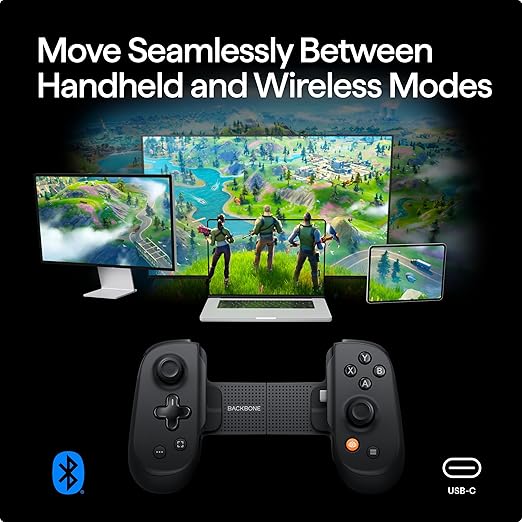 BACKBONE Pro Mobile Gaming Controller for iPhone 15/16/17 & Android, USB-C/Bluetooth Phone Controller, Stream Xbox, Play Call of Duty, PlayStation via iOS Remote Play - 3 Months Apple Arcade Included
