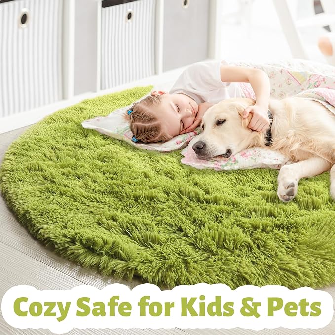 Amdrebio Grass Green Round Rug 4Ft - Image 2