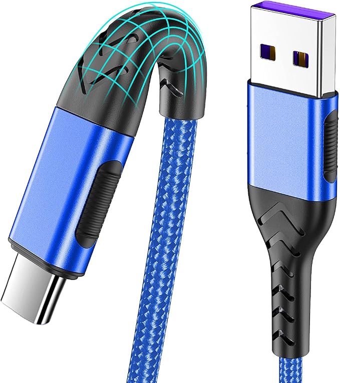 Durcord USB C Cable, Upgarded 2Pack 1ft Fast Charging USB Type C Charging Cord Cable, Type C Charger Premium Nylon Braided USB Cable Compatible with iPhone 15 Pro/Plus/Max/Android/Phone/Pad-Blue
