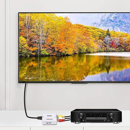 XMSJSIY VGA to AV RCA Composite Converter Adapter Box with USB Power Cable HD 1080P Audio Video Converter PC to TV Set Top Box
