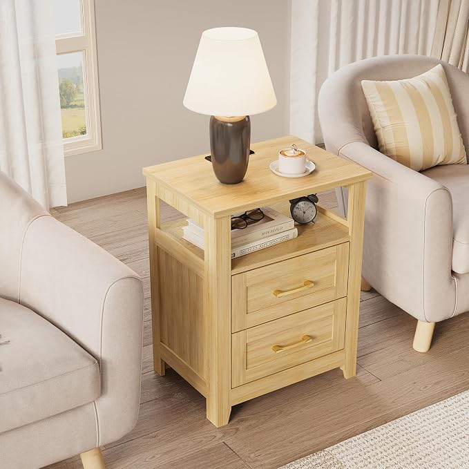 Decofy Farmhouse 2-Drawer Nightstand Set of 2 - Image 5