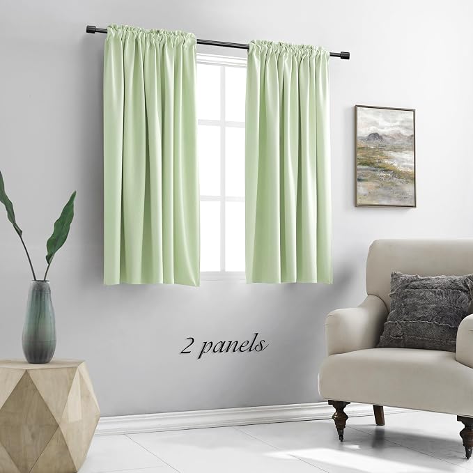 Light Green Blackout Curtains 48 inches Long - Image 2