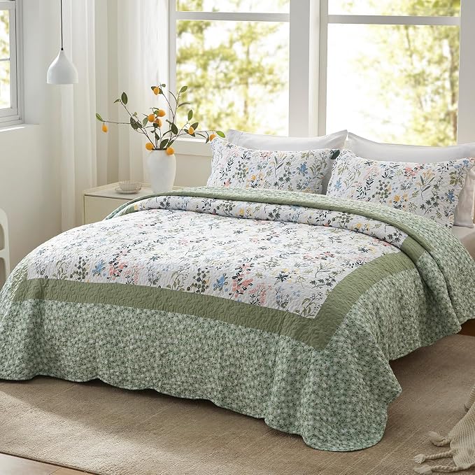 California King Size Quilt Set 3-Piece Lightweight Bedspread Coverlet by LEAONME