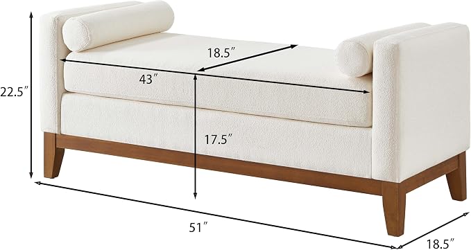51” Bed Ottoman Bench for Bedroom, Boucle Upholstered End of The Bed Bench - Image 2