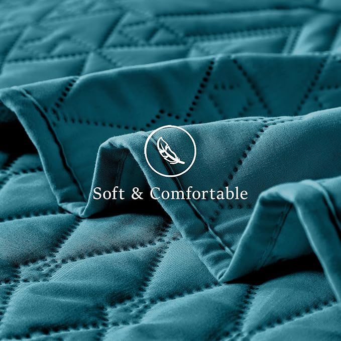 akkialla Twin Quilt Set, Teal Lightweight Microfiber Bedspread Coverlet - Image 7
