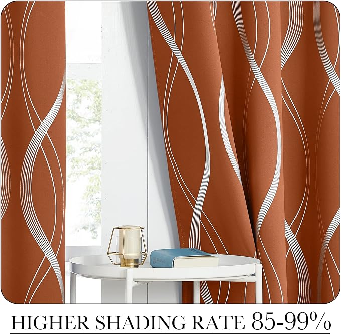 NICETOWN Fall Burnt Orange Blackout Curtain Panels - Image 4