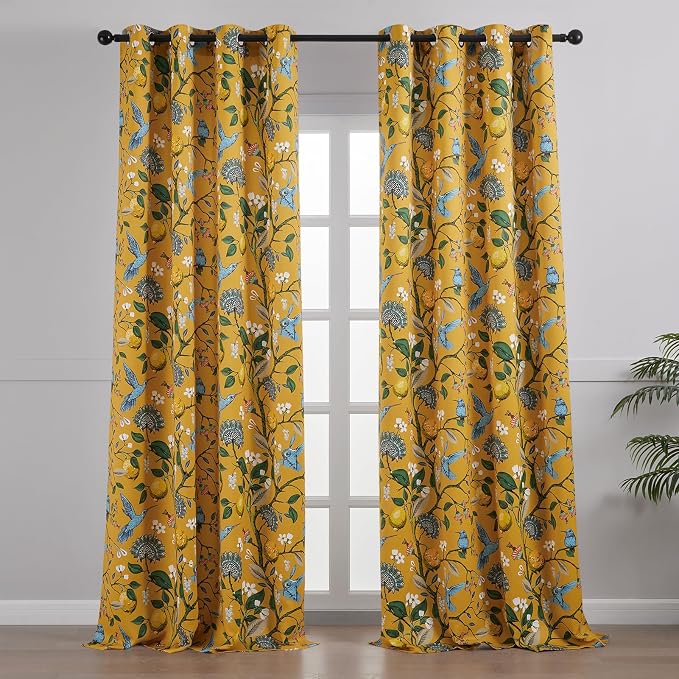 Extra Long 120 Inches Curtains for Large Window Luxury Mustard Yellow Floor To - Image 2