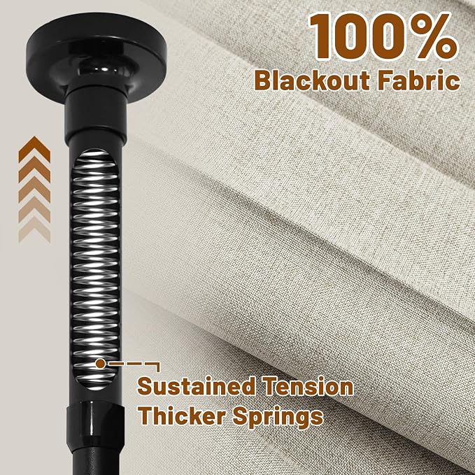 AJAZZ Room Divider Curtain+ Curtain Rods No Drilling Adjustable Tension 43-120× - Image 6