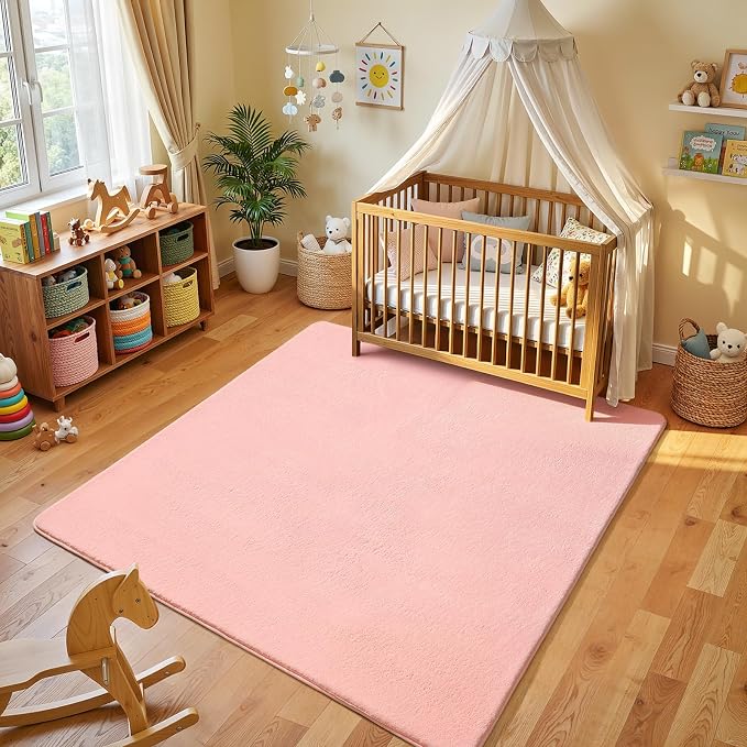 4x4 Square Area Rugs for Bedroom Living Room, Modern Non Slip Minimalist Carpet by AmeareaDirect
