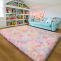 KICHOWUA 5x8 Thick Rainbow Unicorn Fluffy Shag Rug by KICHOWUA