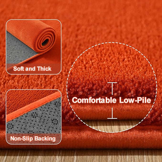 Modern Area Rug for Bedroom Living Room, 5x8 Orange Memory Foam Rug | Thickened - Image 3