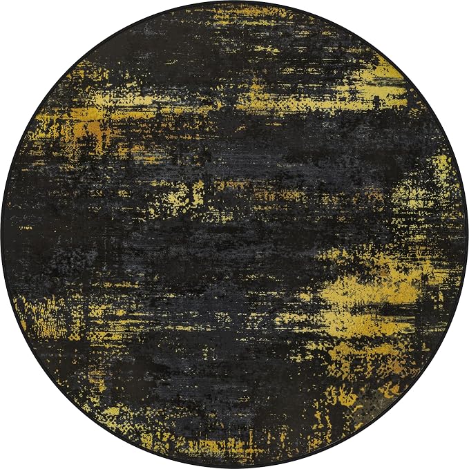 Round Area Rug Living Room: 5 ft Modern Washable Indoor Carpet | by FXRHLP