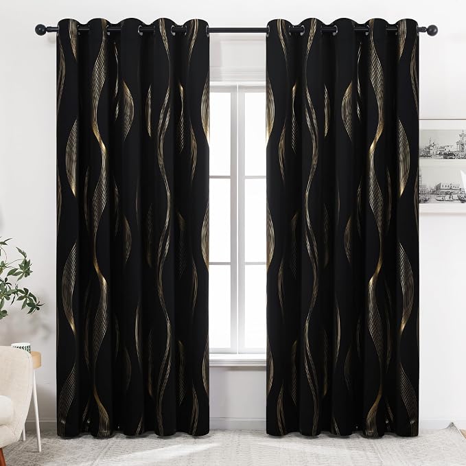 Deconovo Curtains for Living Room, Pattern Blackout Curtains 95 Inches Long | - Image 2