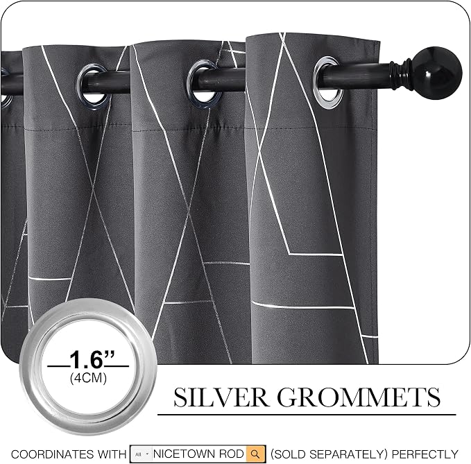 NICETOWN Blackout Curtains for Bedroom, Triangles Abstract Lines Geometric - Image 5