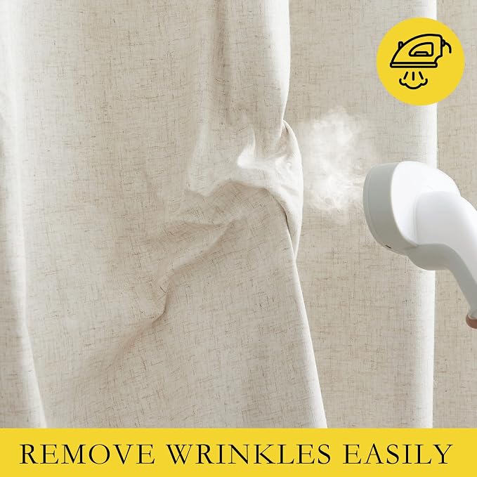 NICETOWN Natural Linen 100% Blackout Curtains 120 inches Length 2 Panels Set - Image 8