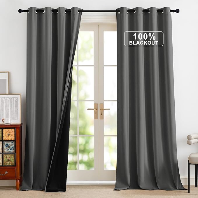 NICETOWN Grey 100% Blackout Curtains by NICETOWN
