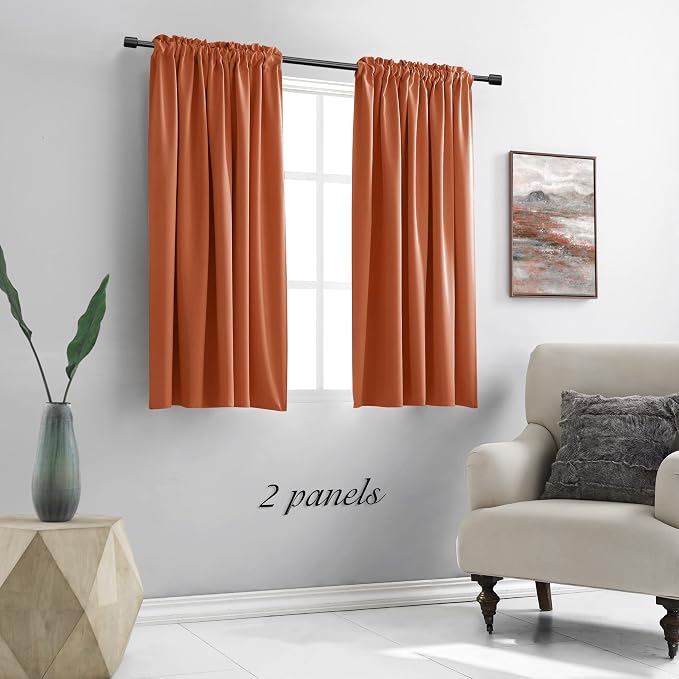 Burnt Orange Blackout Curtain Drapes - Image 2
