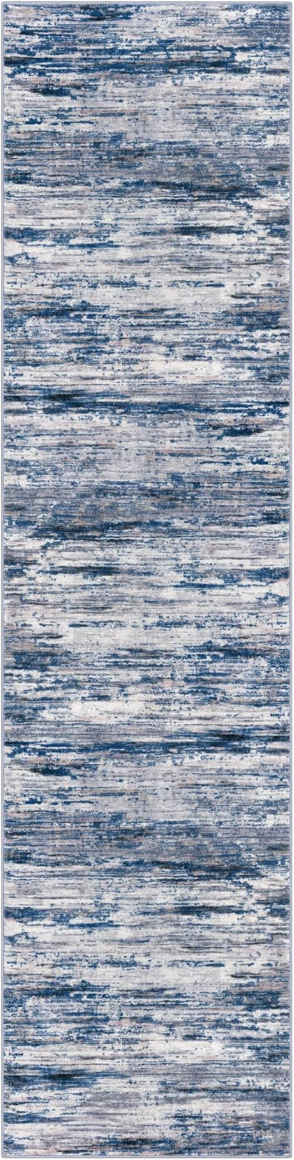 2.6x10 Modern Abstract Runner Rug for Hallways, Navy Blue Gray Neutral Multi Super Soft Hallway Decor Kitchen Rugs with Non-Slip, Non-Shedding Washable Rug for Entryway Bedroom Indoor