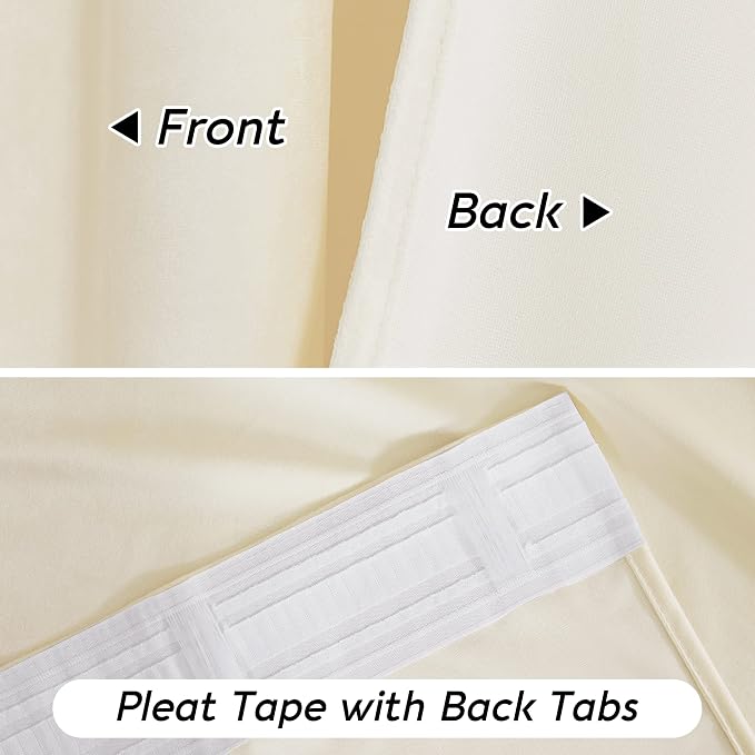 RYB HOME Cream Velvet Curtains 84 inches - Image 7