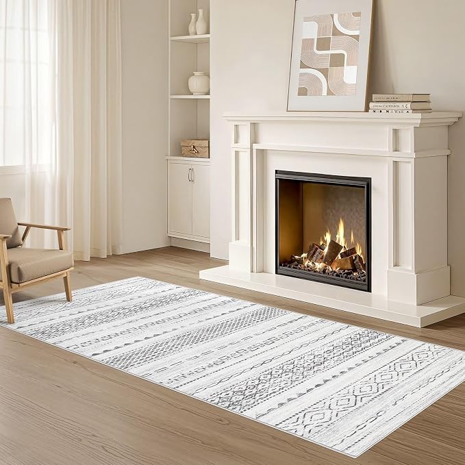 Nakagishi Boho 2x6 Runner Rug Machine Washable Rugs Non Slip Gray | Soft - Image 8
