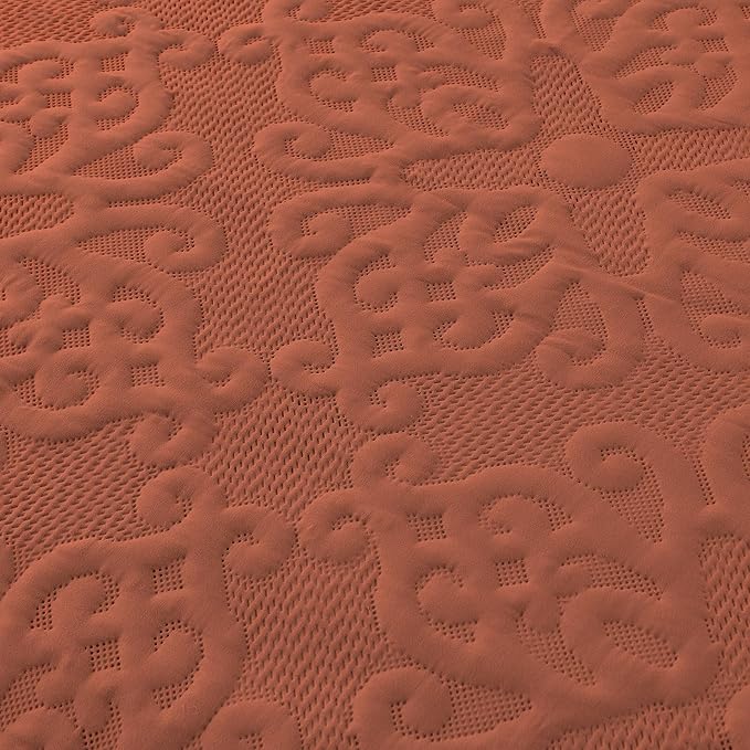 Kingnex Oversized King Bedspreads 128x120 Baked Clay | Lightweight, Extra Wide - Image 6