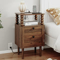 Veegle Nightstand with Charging Station, Modern Bedside Table with Storage by Unknown