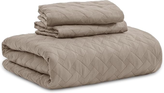 Bedsure Twin Size Quilt, Lightweight Comforter Set, Taupe Bedspread Twin XL | - Image 8