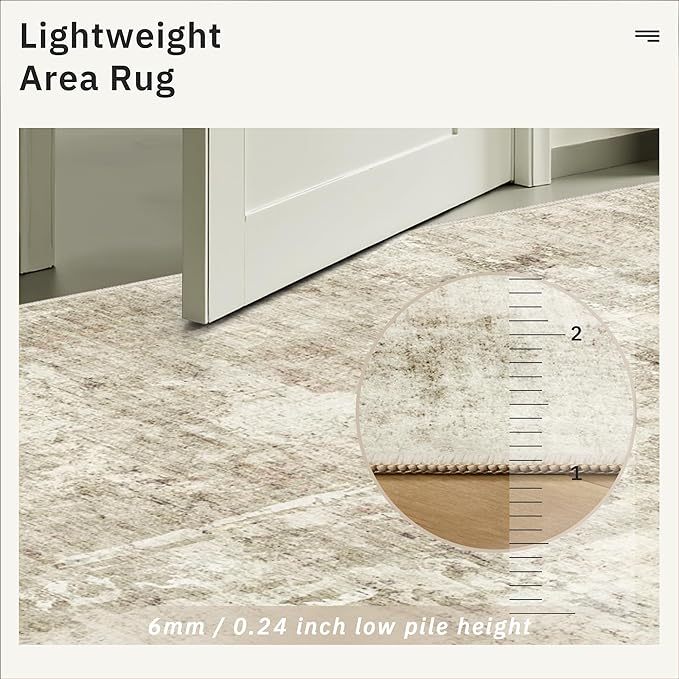 Soalmost 10x12 Area Rugs for Living Room Washable Rug Abstract Beige/Gray | - Image 7