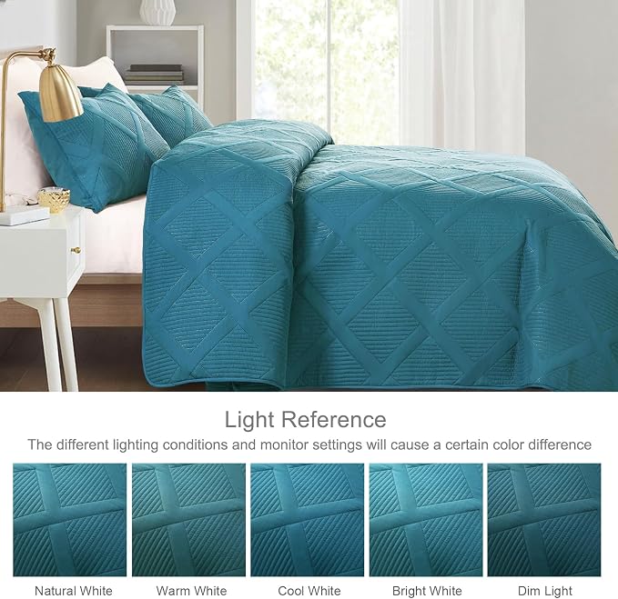 Exclusivo Mezcla Quilts Queen Size, Teal | Soft Bedspreads - Image 3