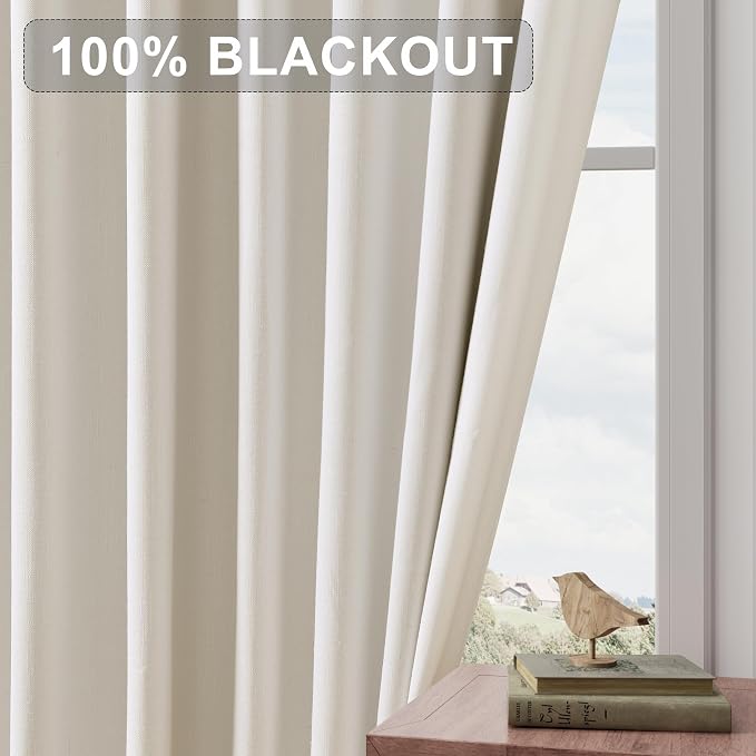 Joywell 100% Blackout Extra Long Linen Curtains 120 Inches Long - Image 7