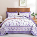 WONGS BEDDING Floral Quilt Set King, Cute Purple Flower Bedspread Coverlet | by WONGSBEDDING