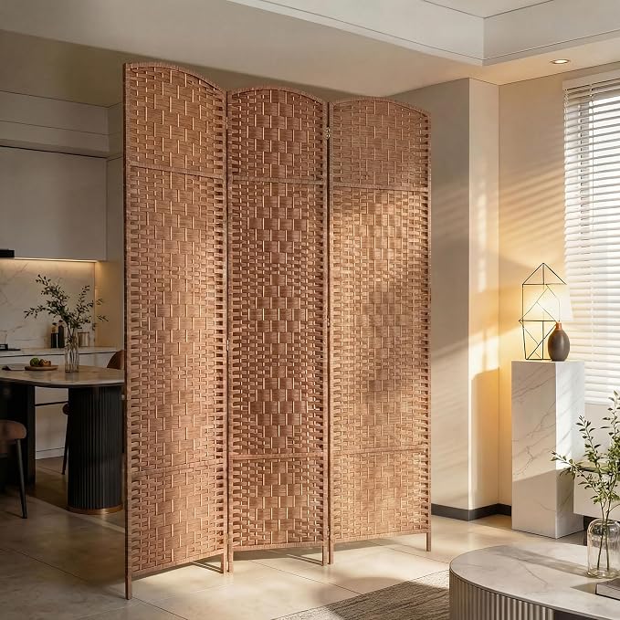 HOMCOM Room Divider 3-Panel, 6FT-Tall Folding Privacy Screen, Natural | - Image 9