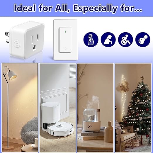 Remote Switch Outlet 2Sets, GreenCyle Outlet Plug with Remote, Wireless On/Off Light Switch Wall Mounted, 15A/1500W, TUV Listed, No Wiring Needed, 500ft RF Range, for Lamps, Fans, Household