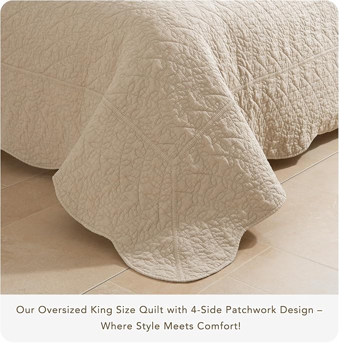 CozyTide Oversized King Quilt 120"x120", Stone-Washed Cotton Oversized King - Image 9