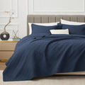 EXQ Home Quilt Set Twin Size Navy 2 Piece, Lightweight Soft Coverlet Modern by EXQHomeTexitleCoLtd