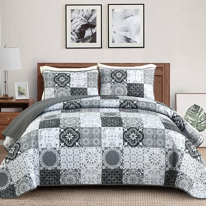 Dobuyly Quilt Set King Size, Boho Plaid Patchwork Bedspreads, Lightweight Soft by Dobuyly