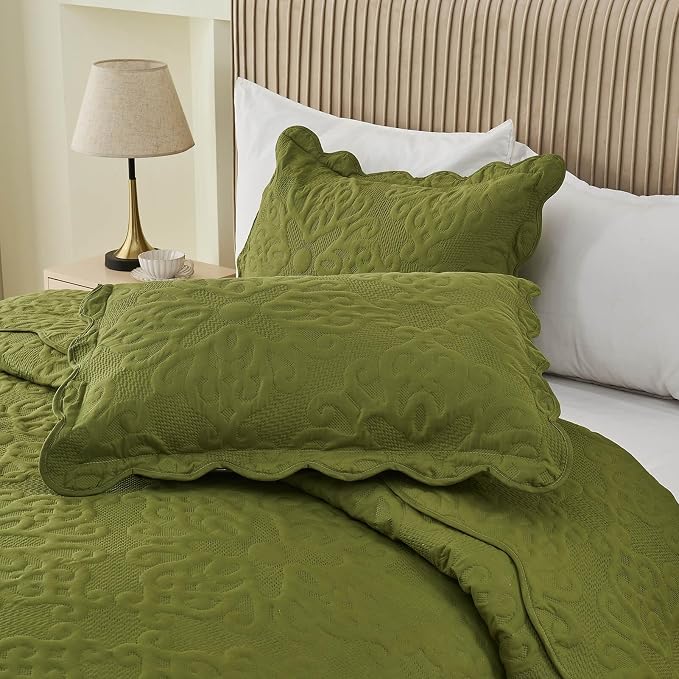Kingnex Oversized King Bedspreads 128x120 Olive Green | Lightweight, Extra Wide - Image 8